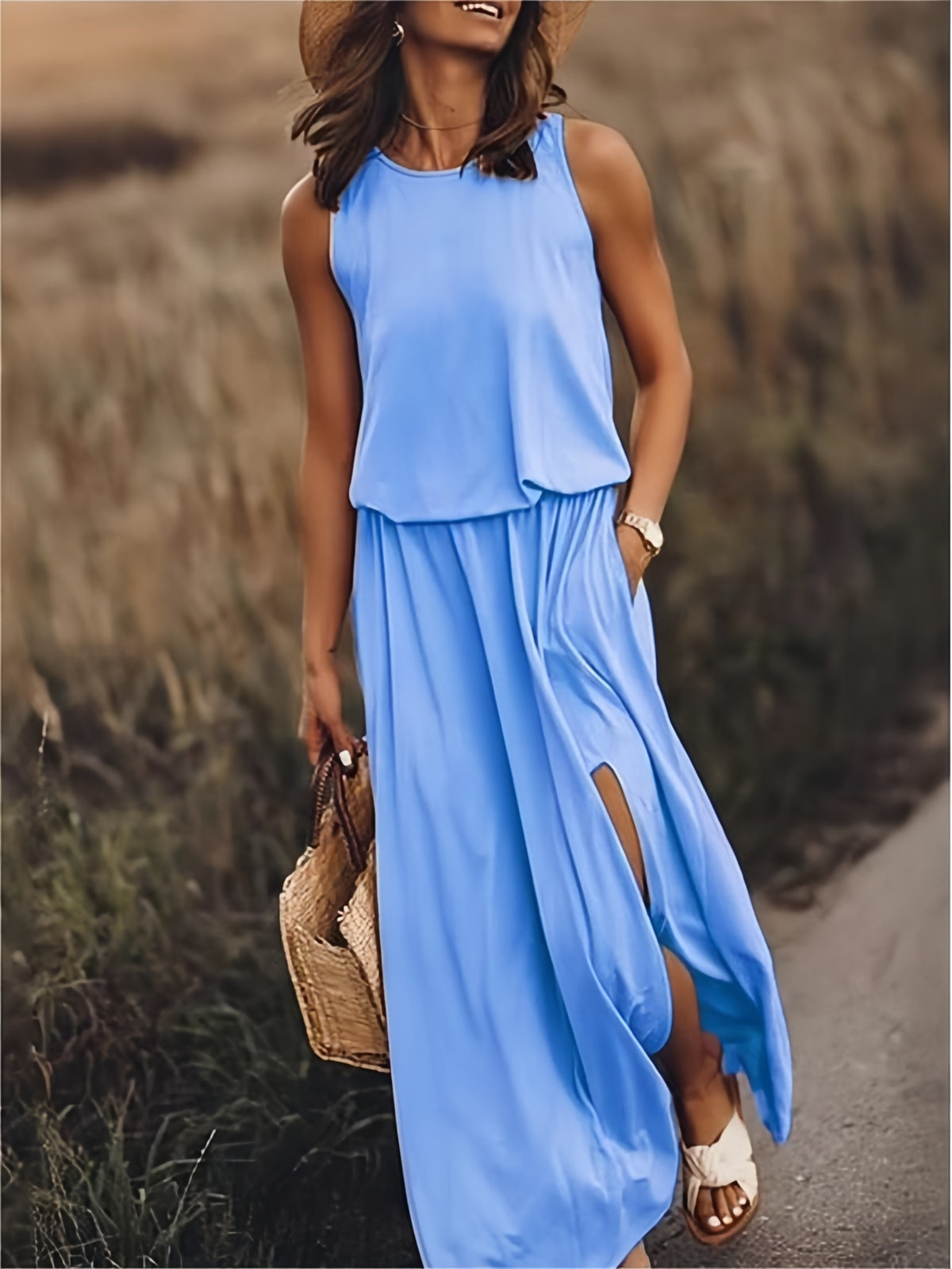Women's Maxi Dress Sleeveless Blouson Casual Summer