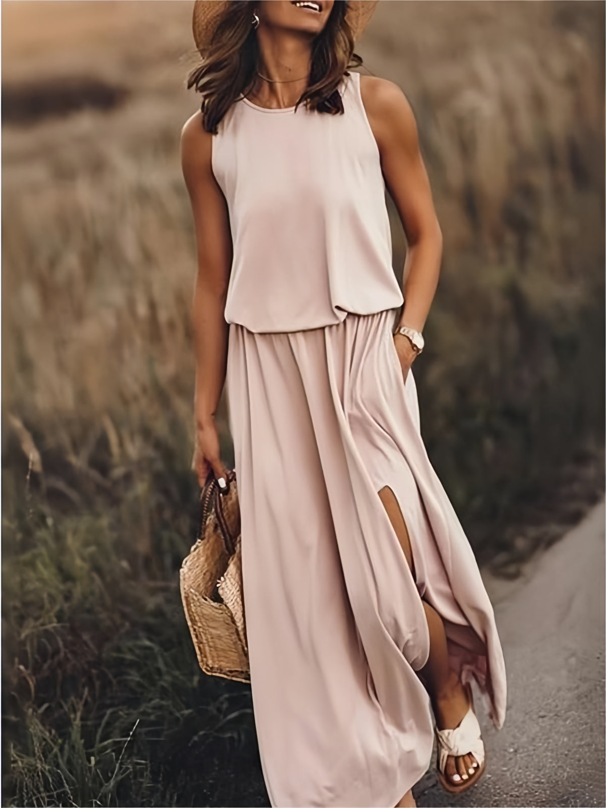 Women's Maxi Dress Sleeveless Blouson Casual Summer
