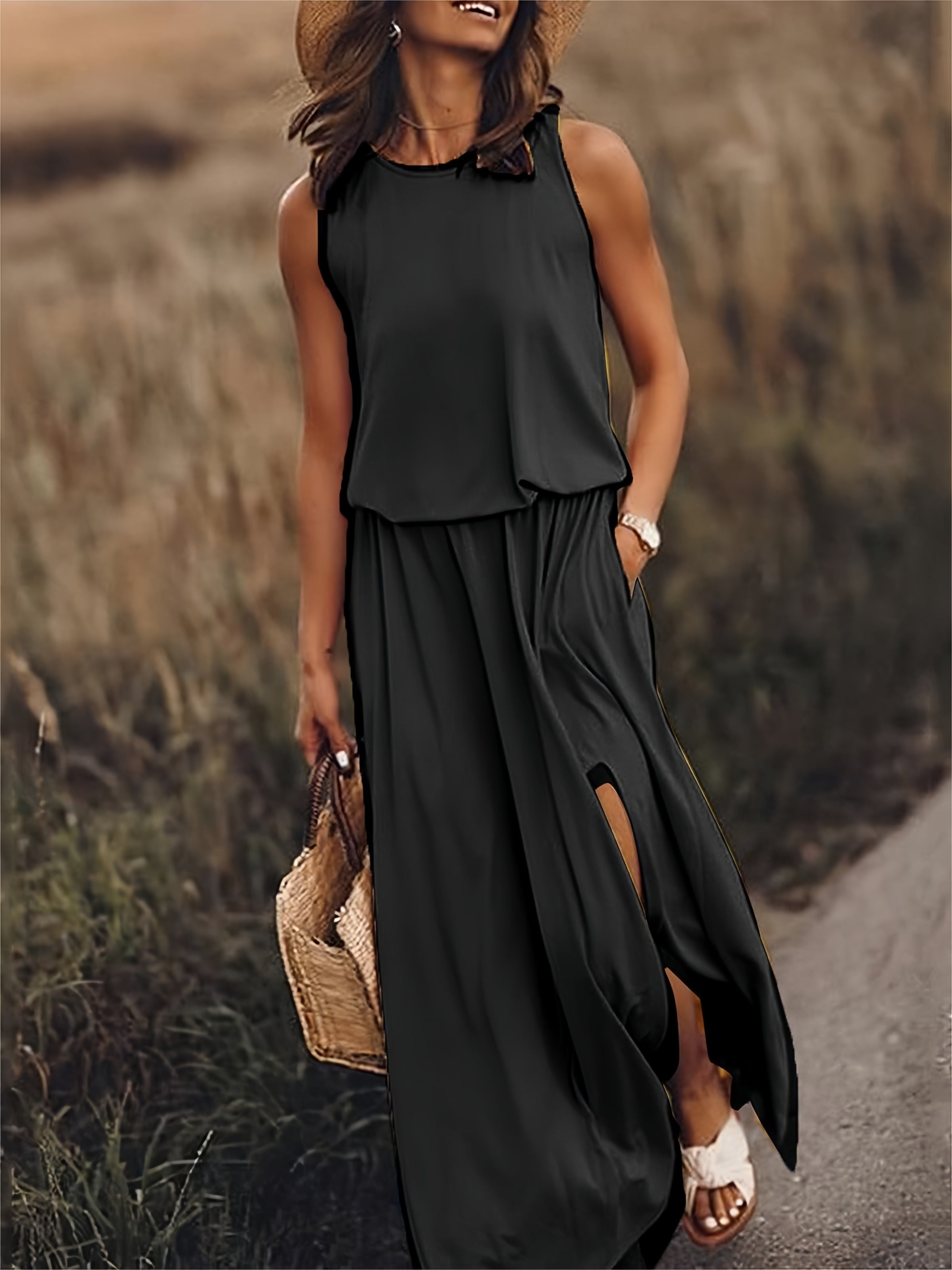 Women's Maxi Dress Sleeveless Blouson Casual Summer
