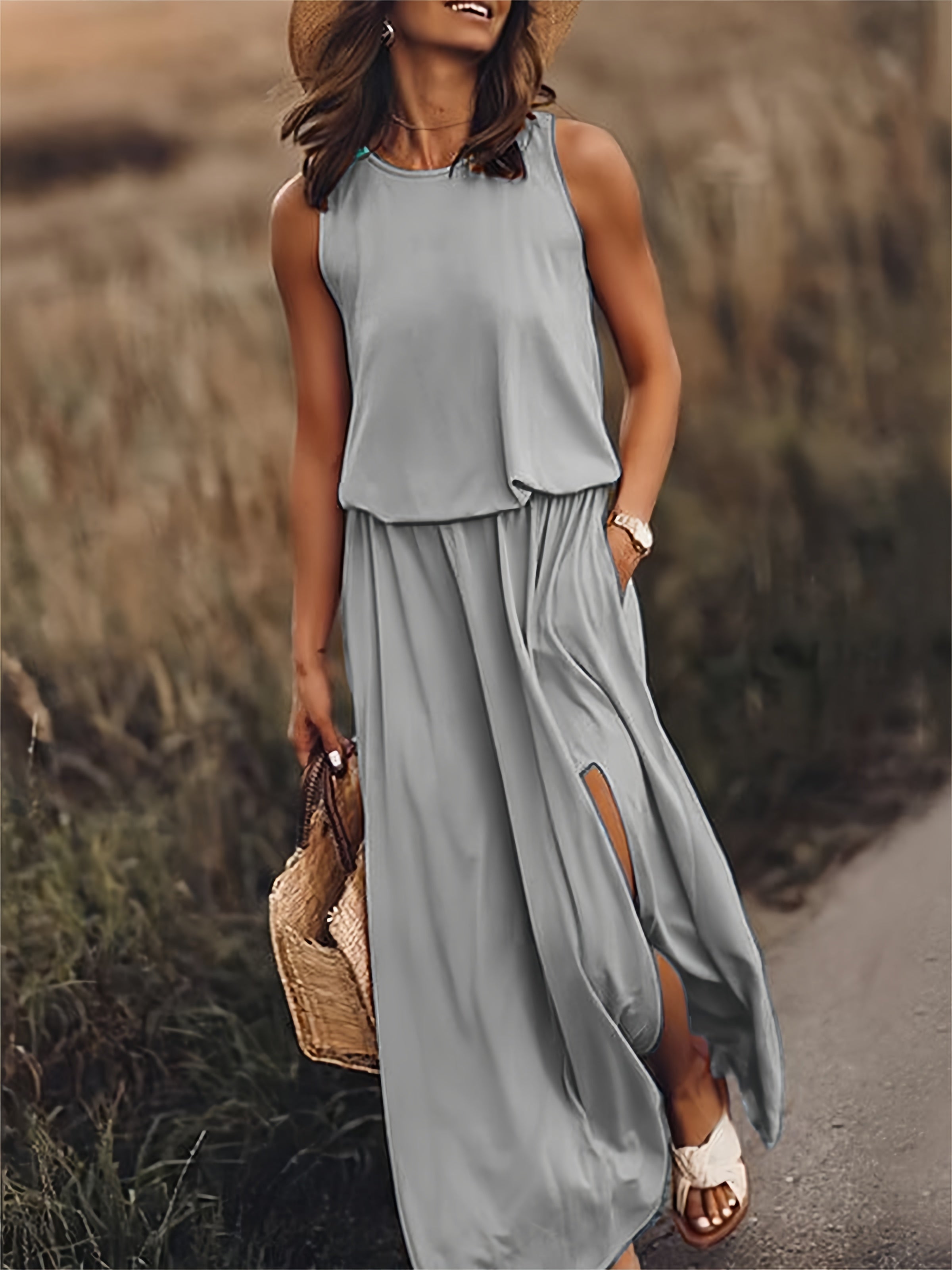 Women's Maxi Dress Sleeveless Blouson Casual Summer