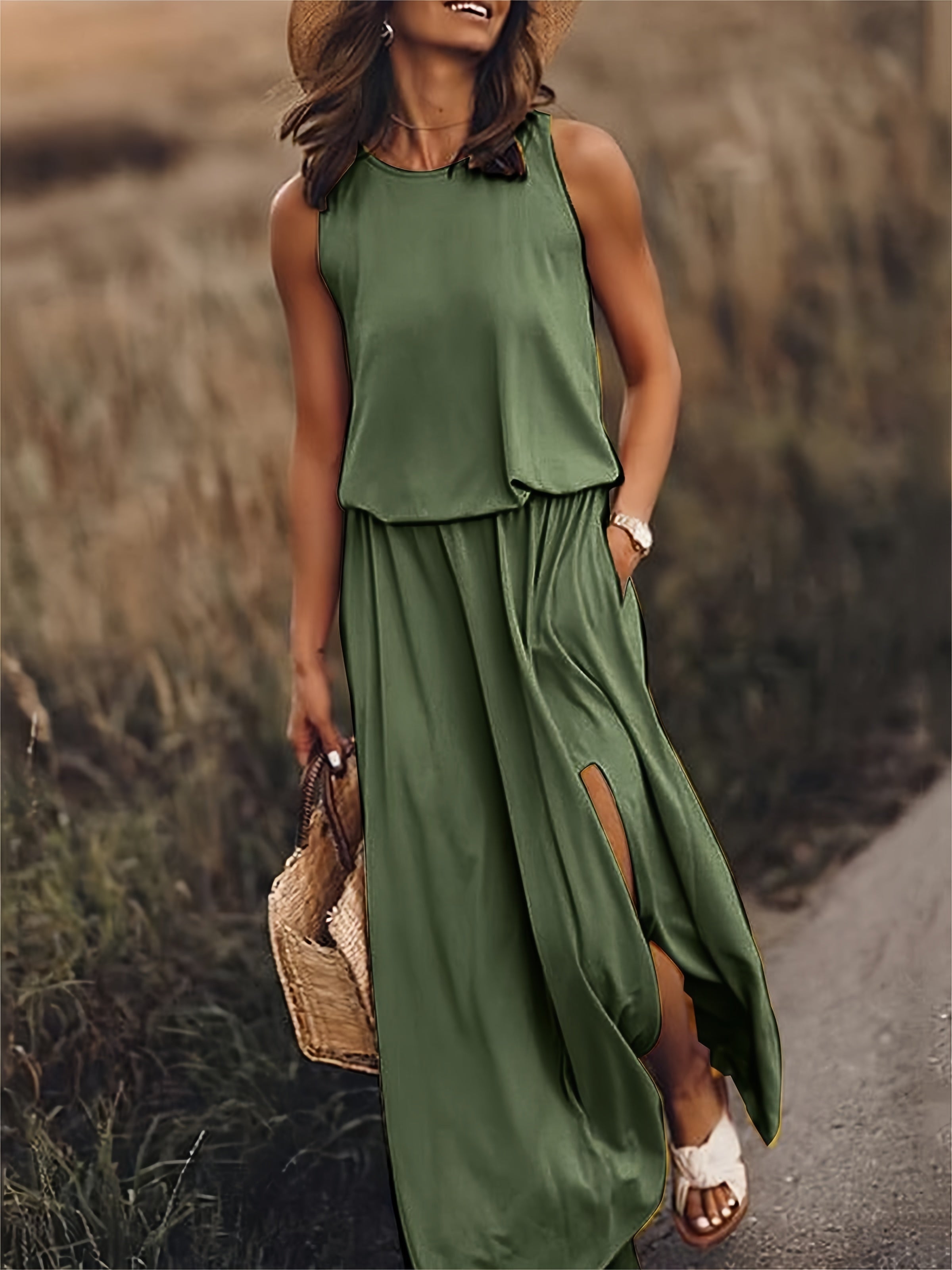 Women's Maxi Dress Sleeveless Blouson Casual Summer