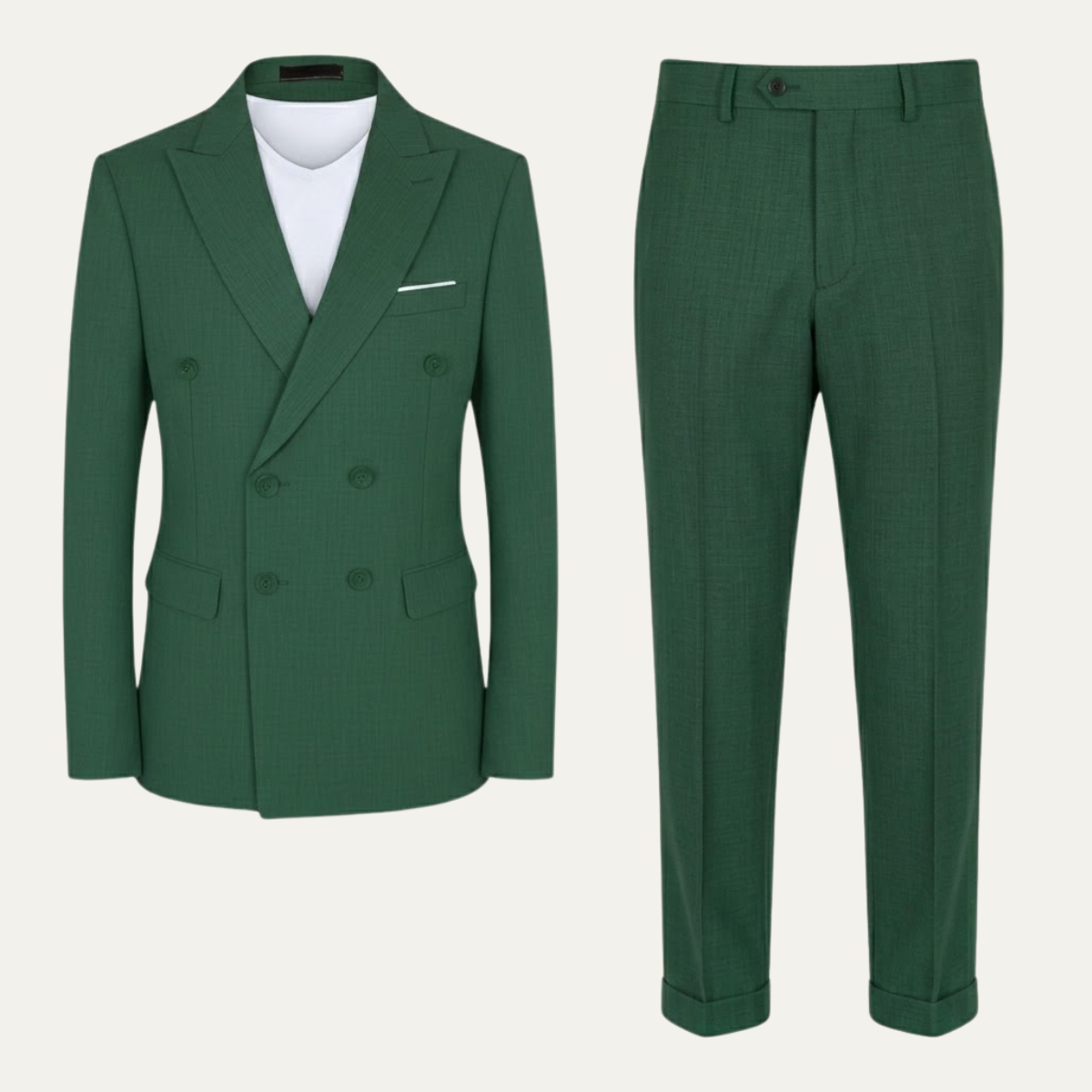 Men's Slim Fit Double-Breasted Blazer Wedding Suit
