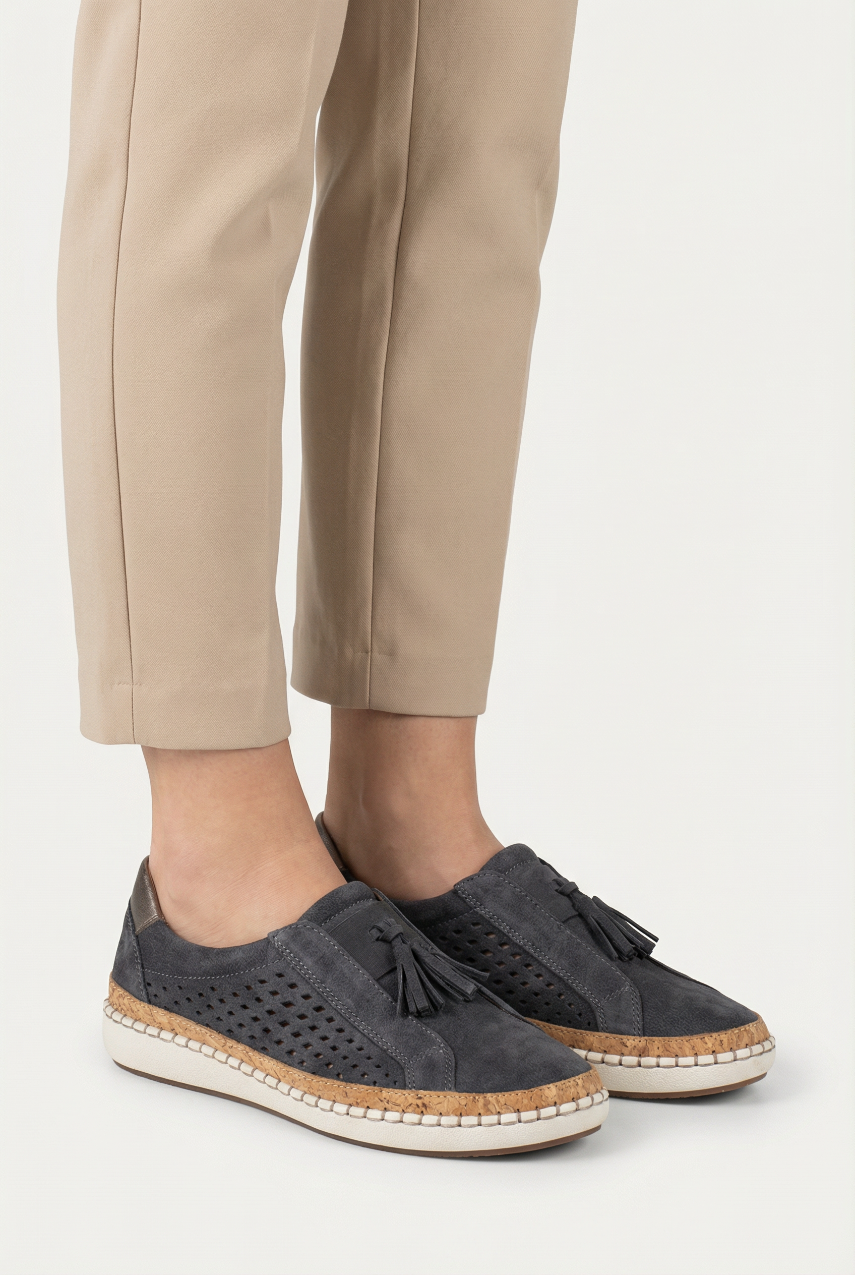 Women's Slip-On Shoes Vegan Leather Perforated Casual