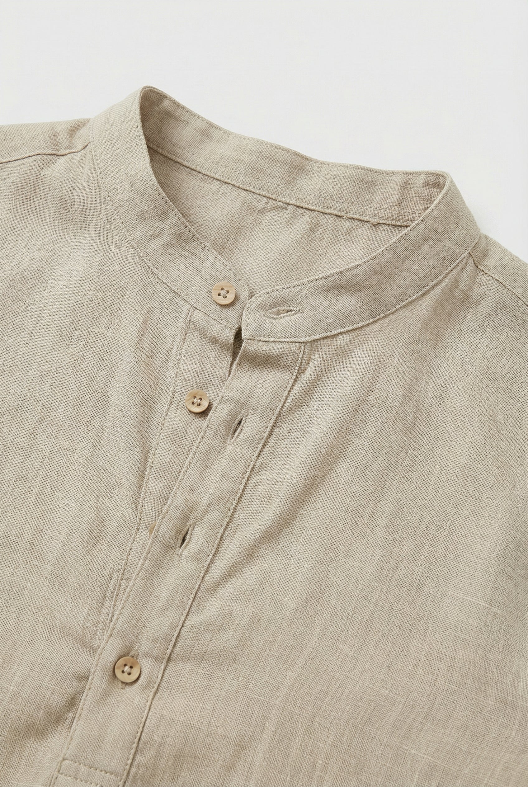 Men's Summer Shirt Linen Breathable Rolled-Up Sleeves