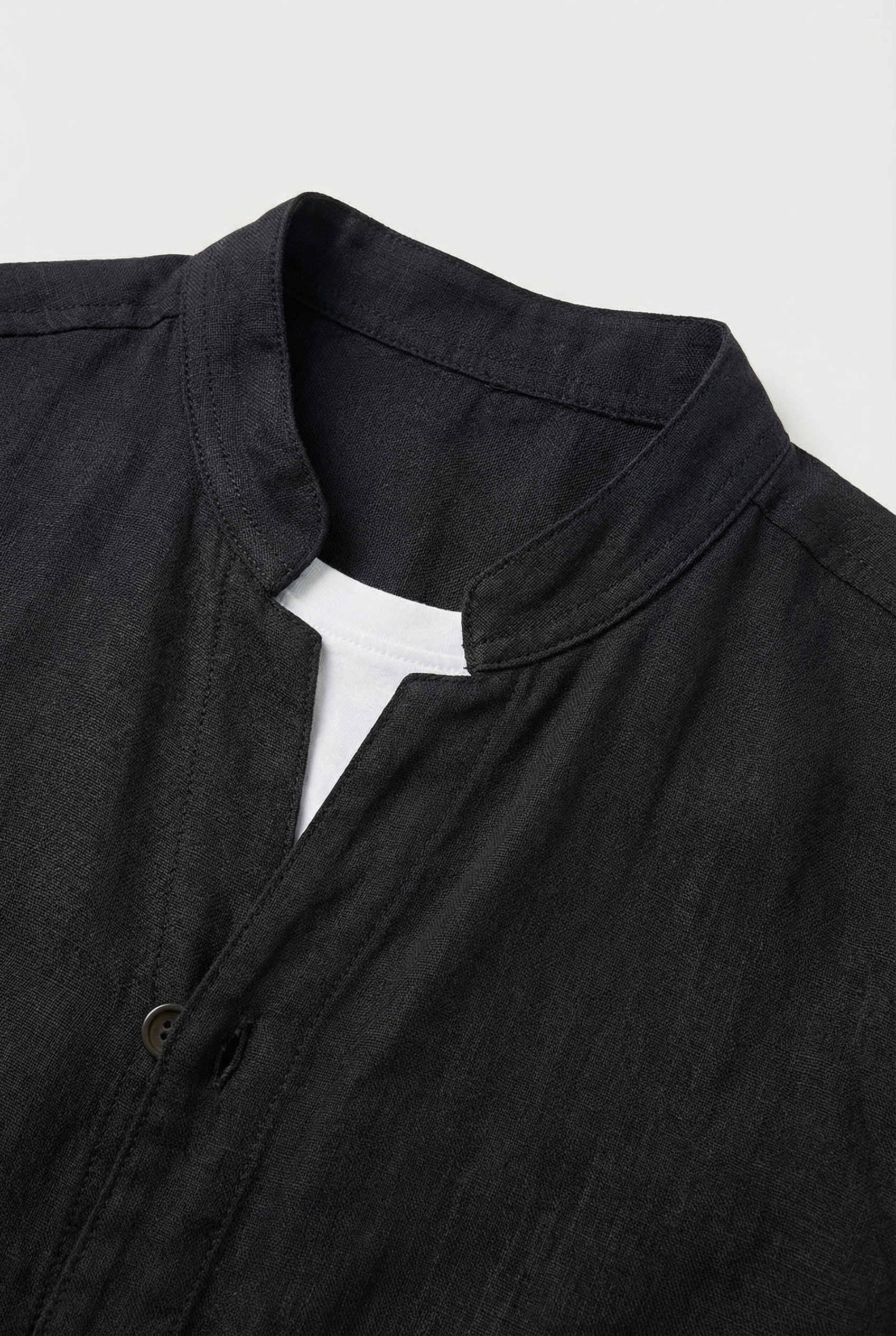 Men's Shirt Jacket Linen Relaxed Fit Mandarin Collar Long Sleeve Casual Layering