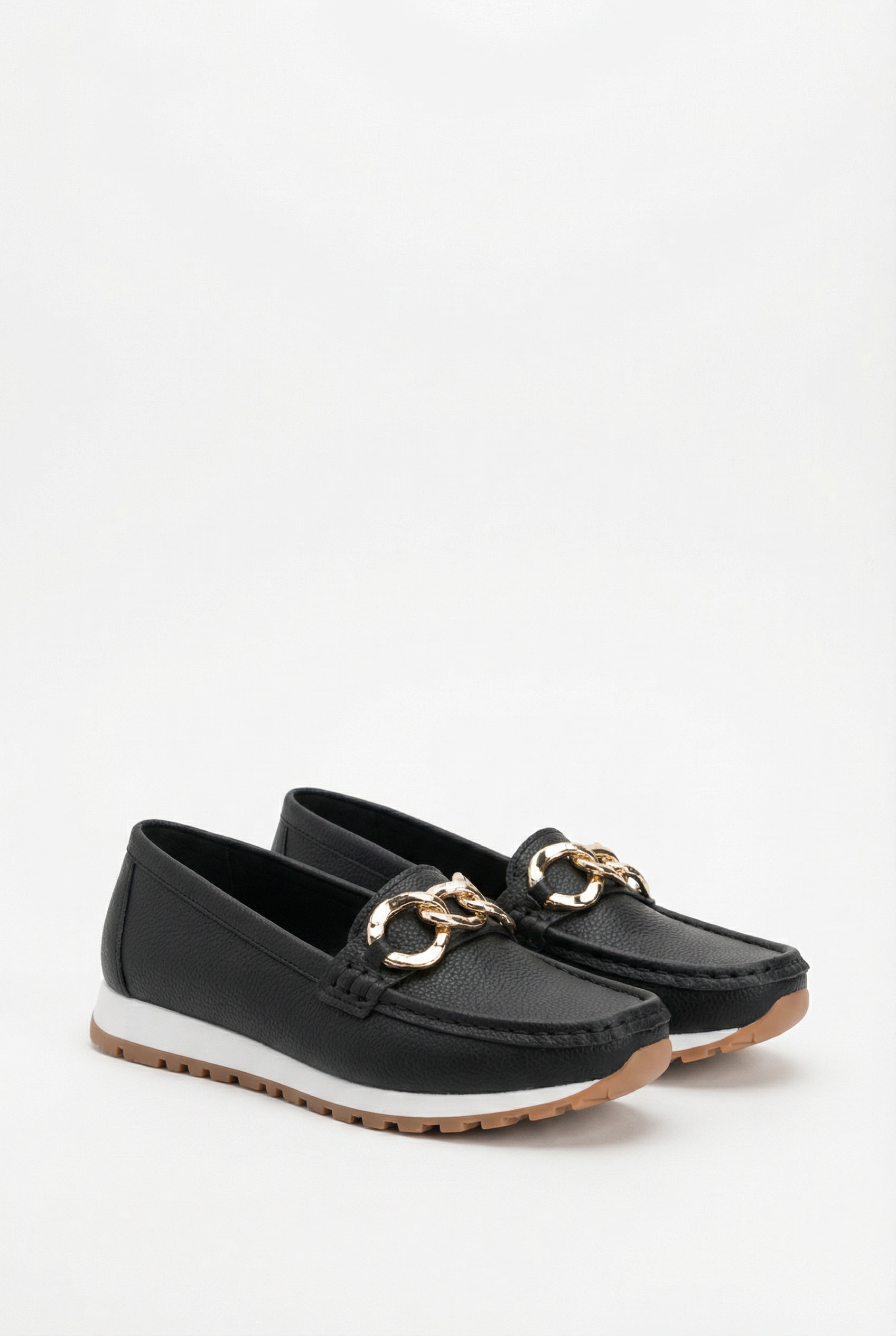 Women's Loafers Vegan Leather Flat Wedge with Buckle Accent