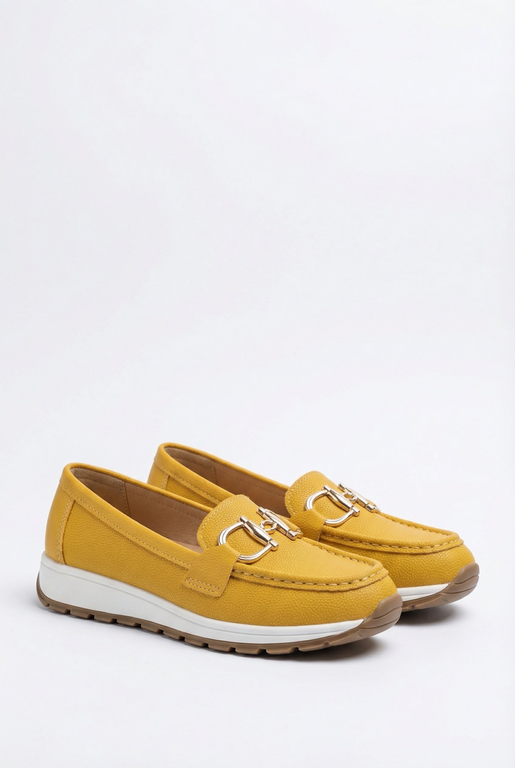Women's Loafers Vegan Leather Flat Wedge with Buckle Accent