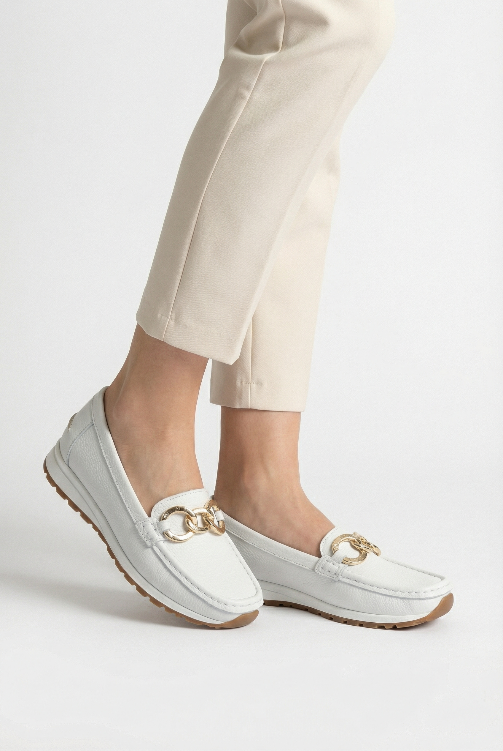 Women's Loafers Vegan Leather Flat Wedge with Buckle Accent