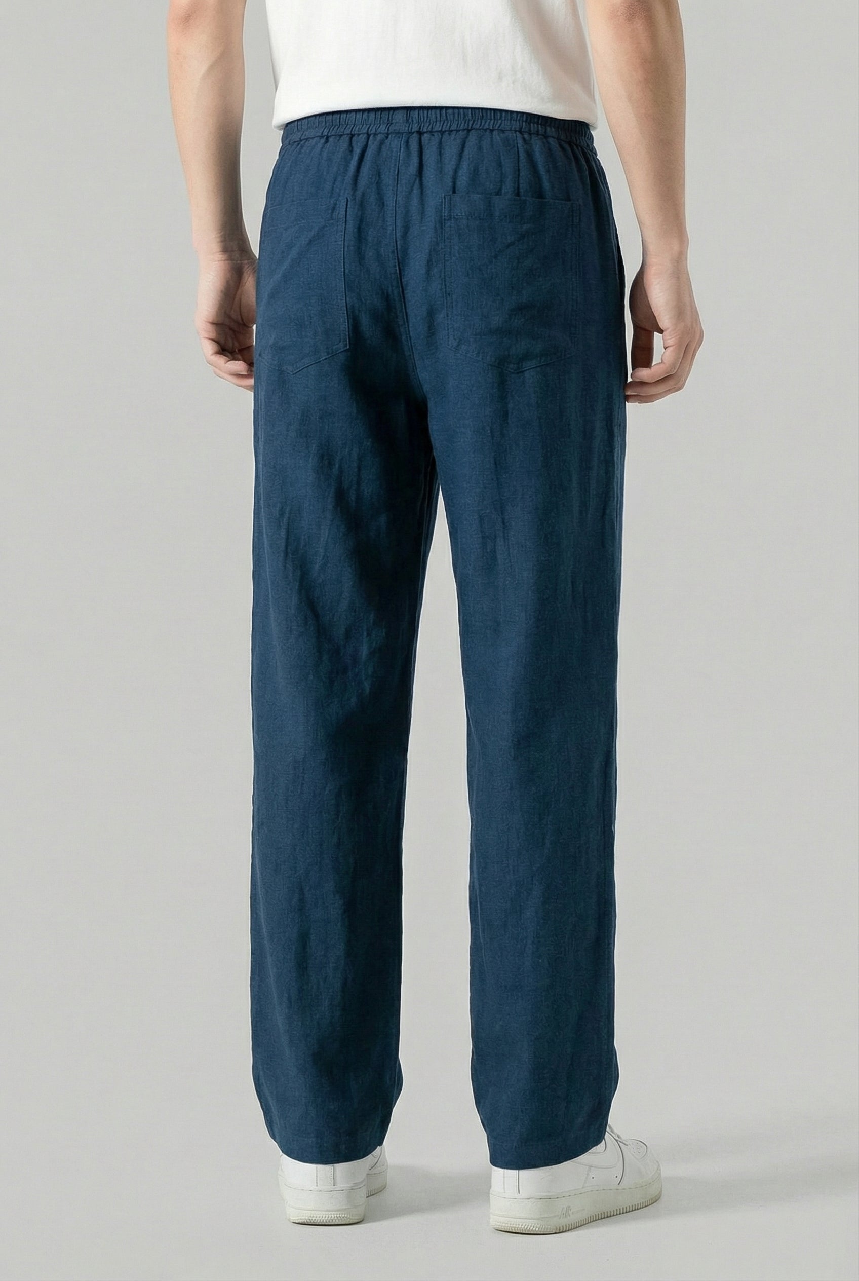 Men's Sweatpants Linen Regular Fit Elastic Waistband Woven Drawstrings