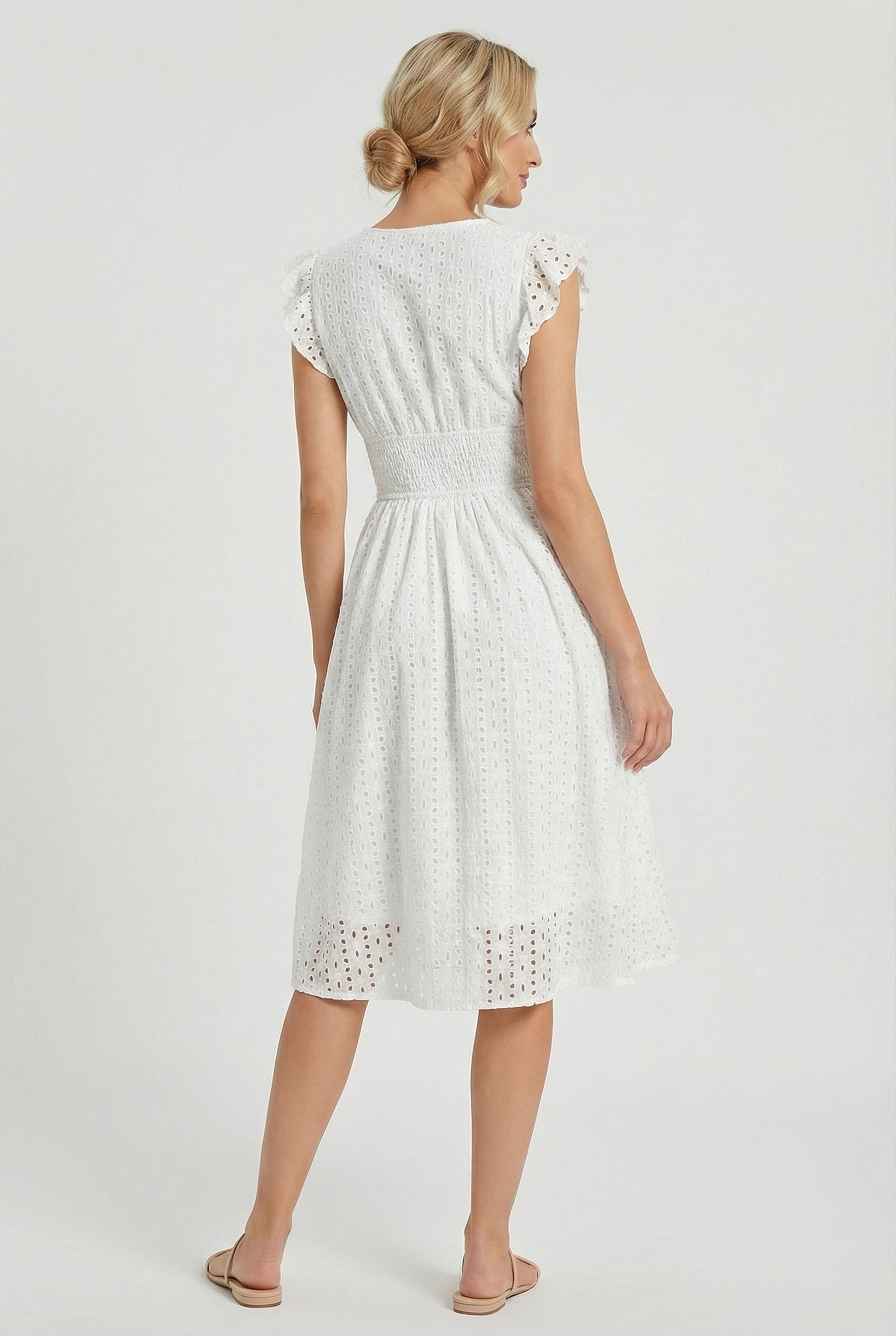 Women's Dress V-Neck Eyelet A-Line Casual Summer Dress