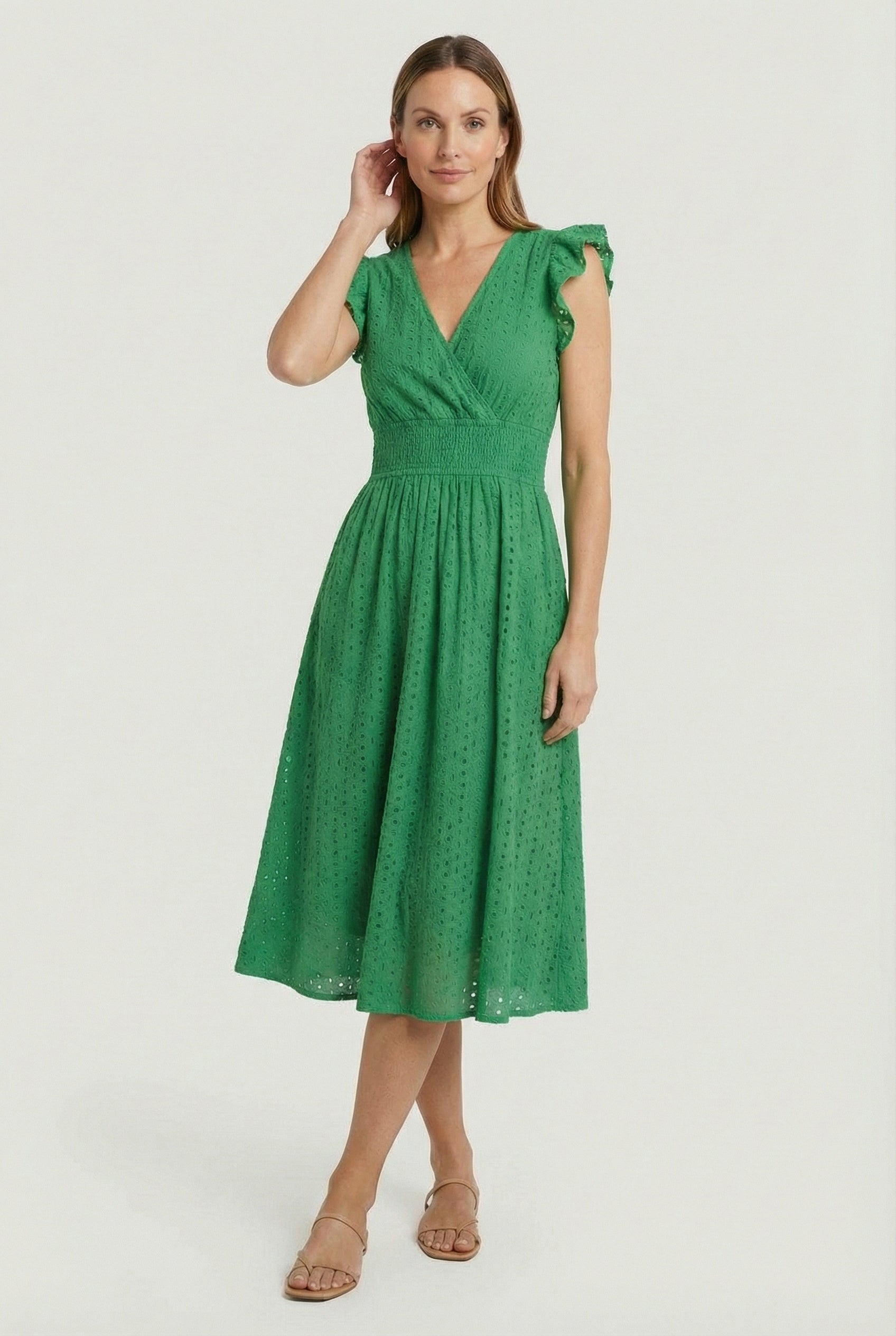Women's Dress V-Neck Eyelet A-Line Casual Summer Dress