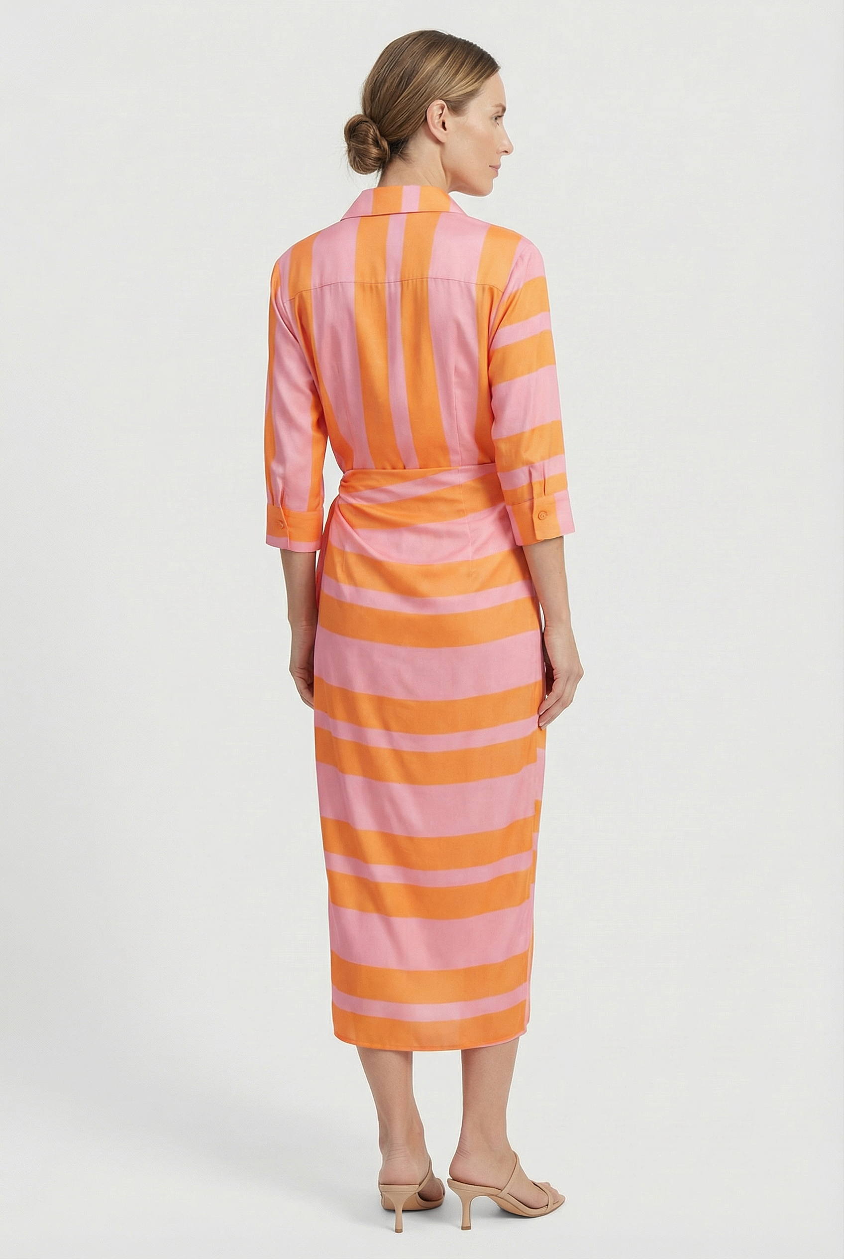 Women's Dress V-Neck Ankle-Length Wrap Dress with Adjustable Waist Tie