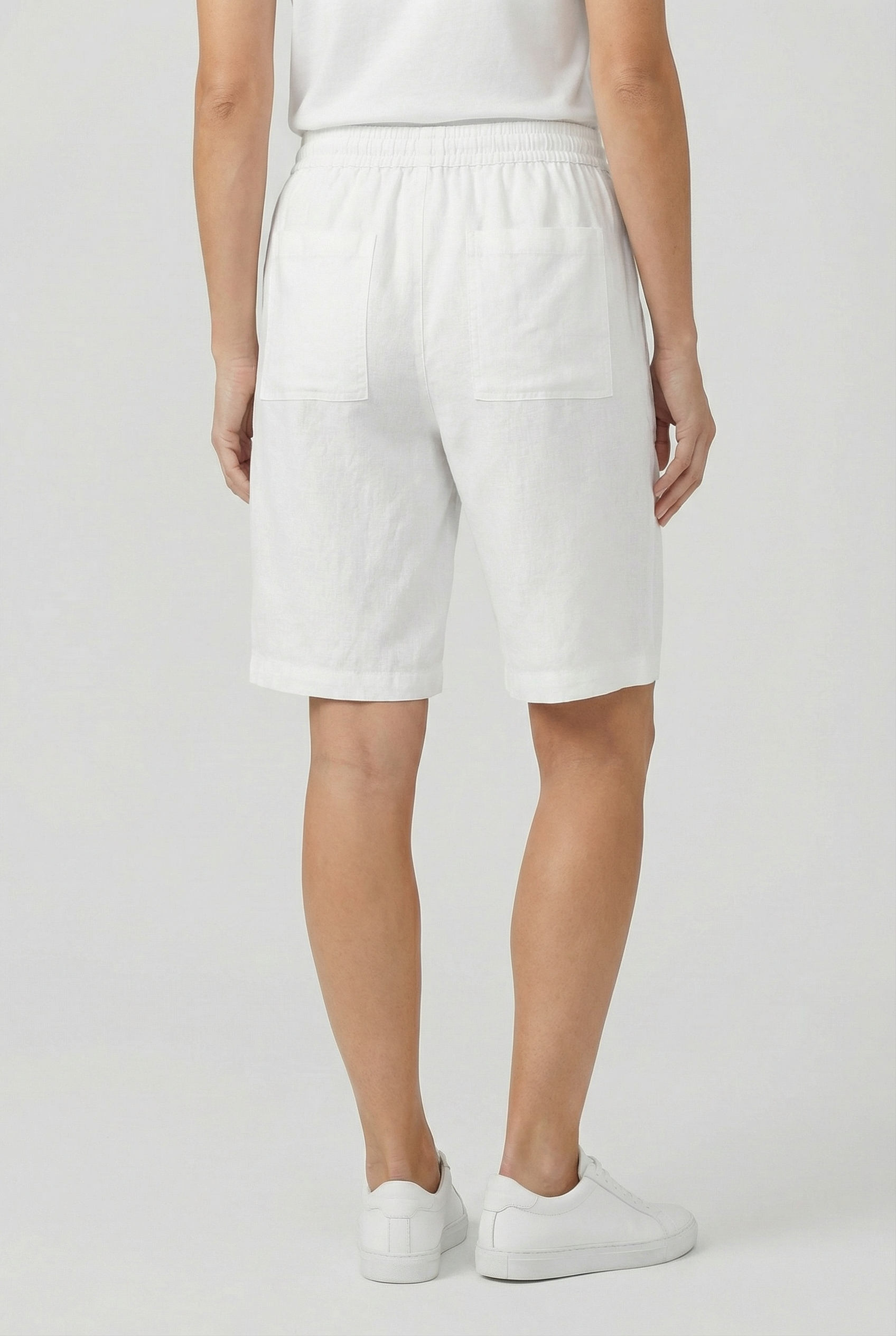 Women's Bermuda Shorts Cotton Relaxed Fit with Tie Belt and Pockets