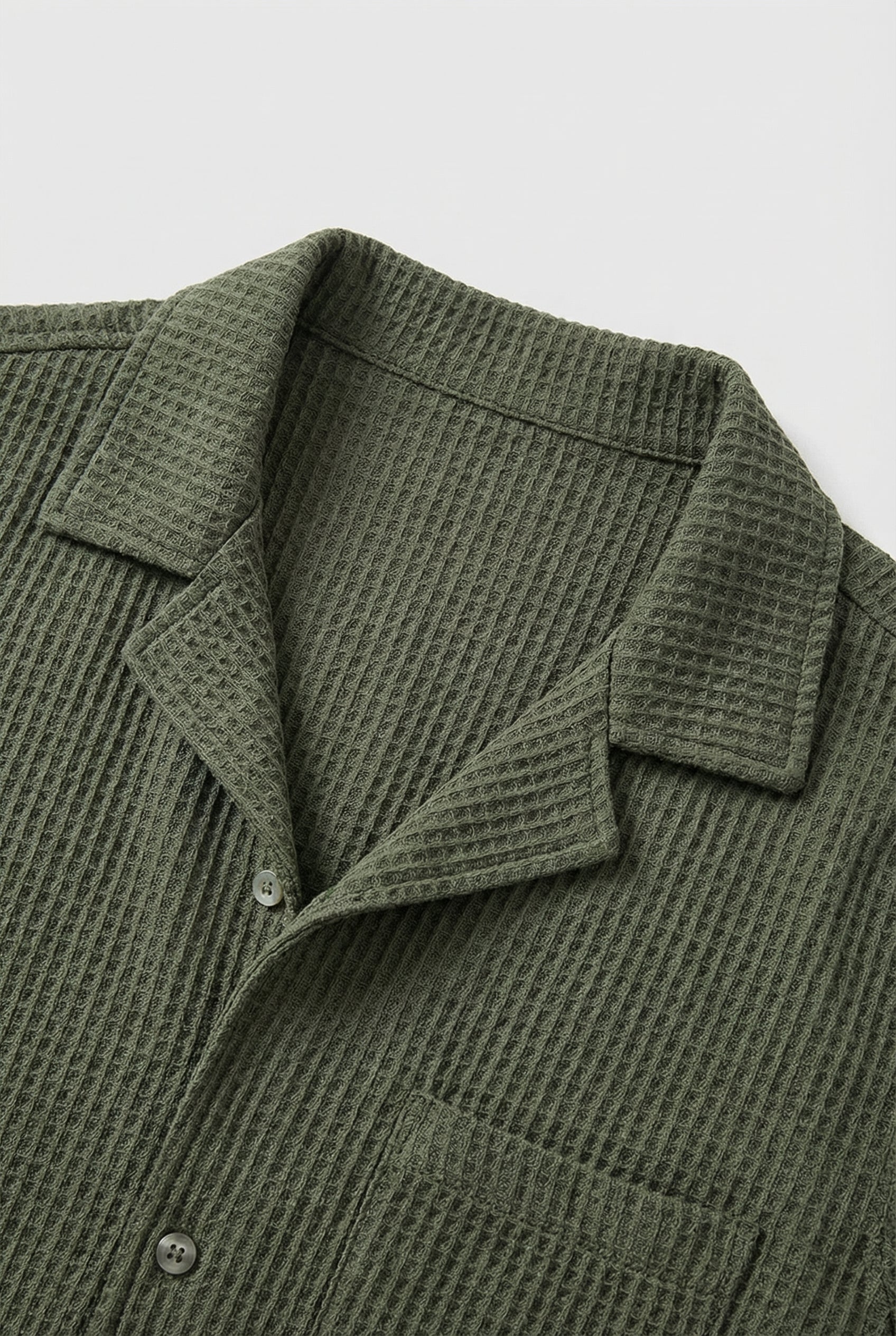 Men's Shirt Waffle Fabric Textured Design Casual Button Closure for Everyday Wear