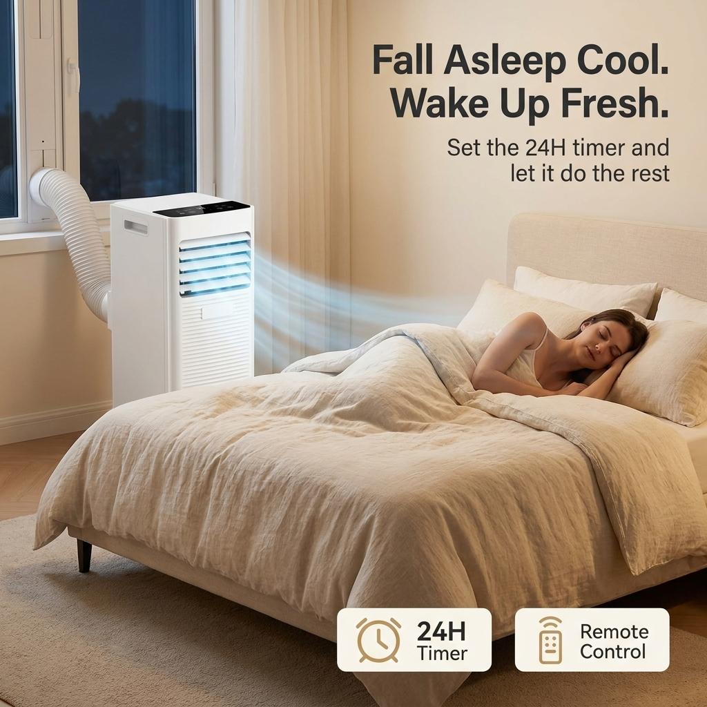 Portable 7000 BTU Air Conditioner Unit with Dehumidifier & 24H Timer