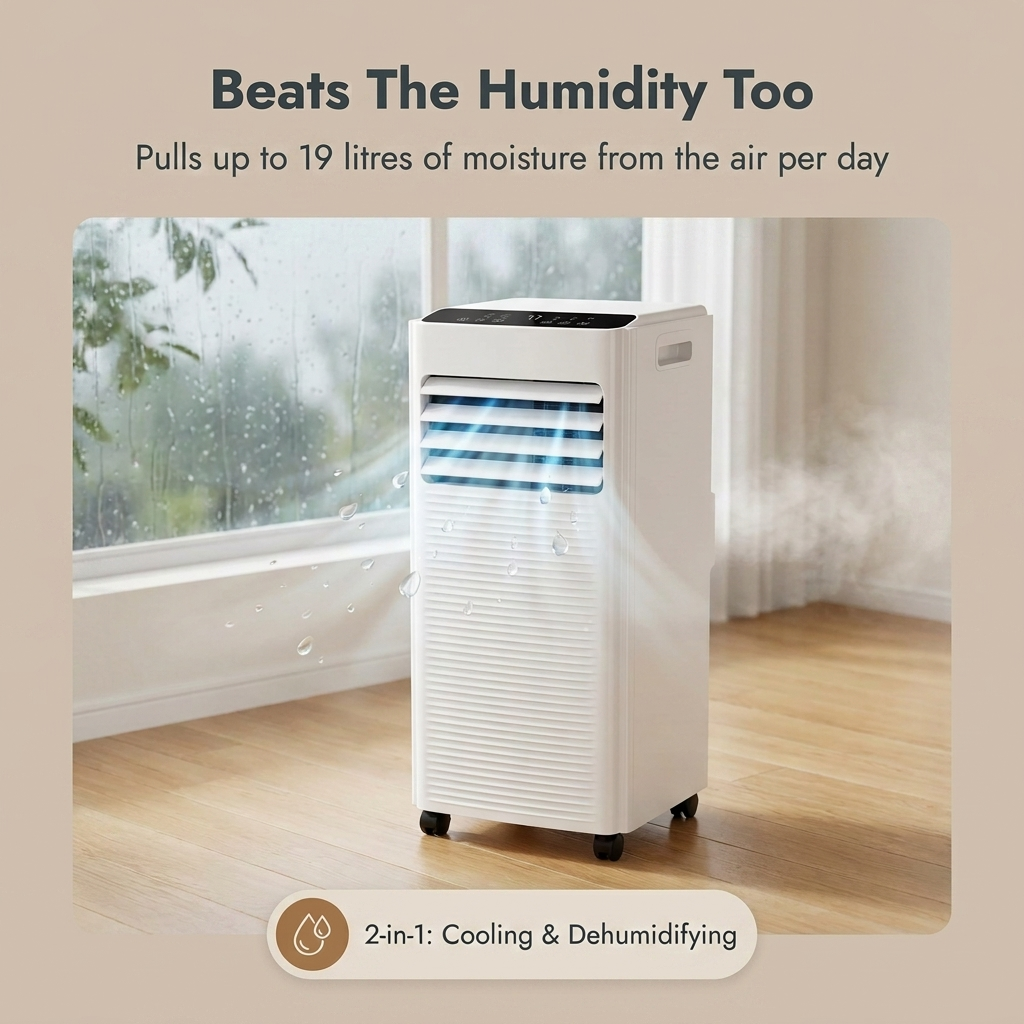 Bedroom Air Conditioner – Small Portable 9000 BTU Air Con with 24H Timer & Window Kit