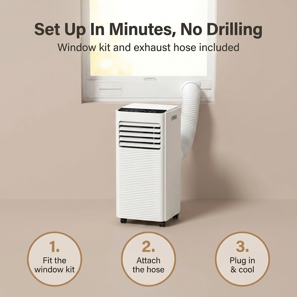Air Conditioning Unit – Portable 9000 BTU Air Con with Dehumidifier & Window Kit