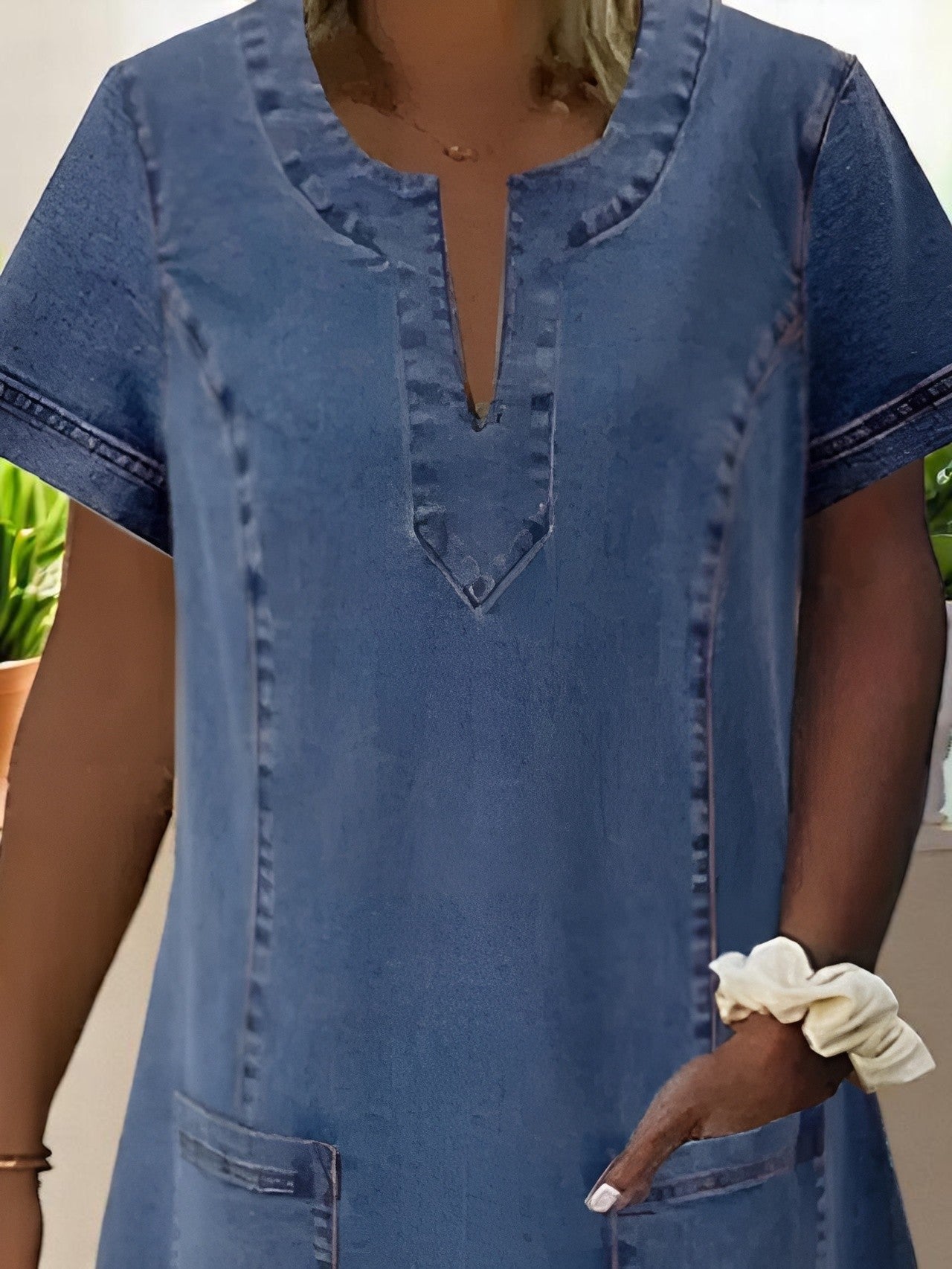 Women's Denim A-Line Dress | Casual Style | Sleeveless | Knee-Length