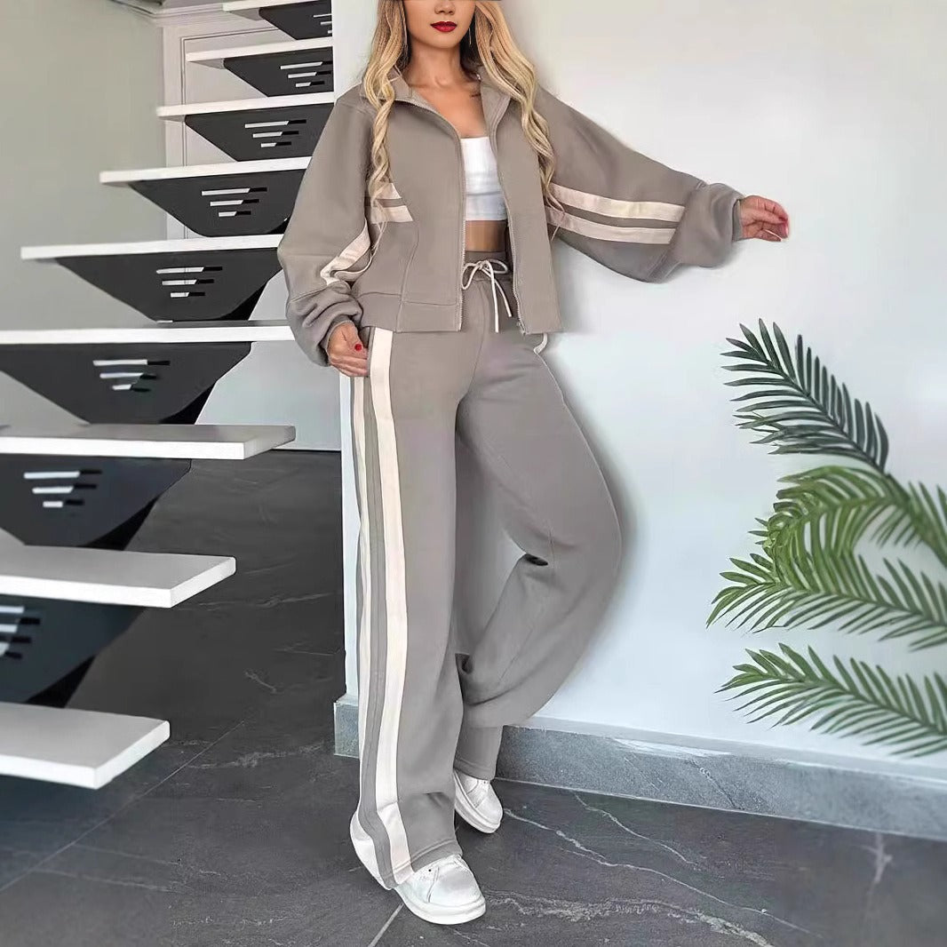 Women's Zip Jacket Two-Piece Set | Long Sleeve, Casual Outfit
