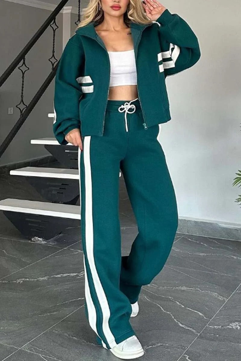 Women's Zip Jacket Two-Piece Set | Long Sleeve, Casual Outfit