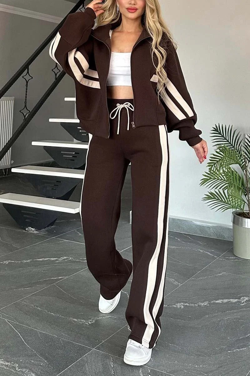 Women's Zip Jacket Two-Piece Set | Long Sleeve, Casual Outfit