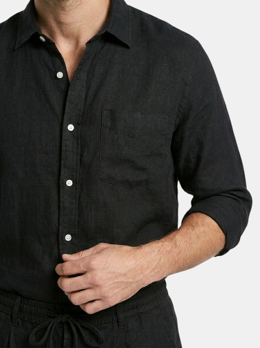 Men's Linen Two-Piece Set | Breathable Long Sleeve Shirt & Drawstring Shorts Summer
