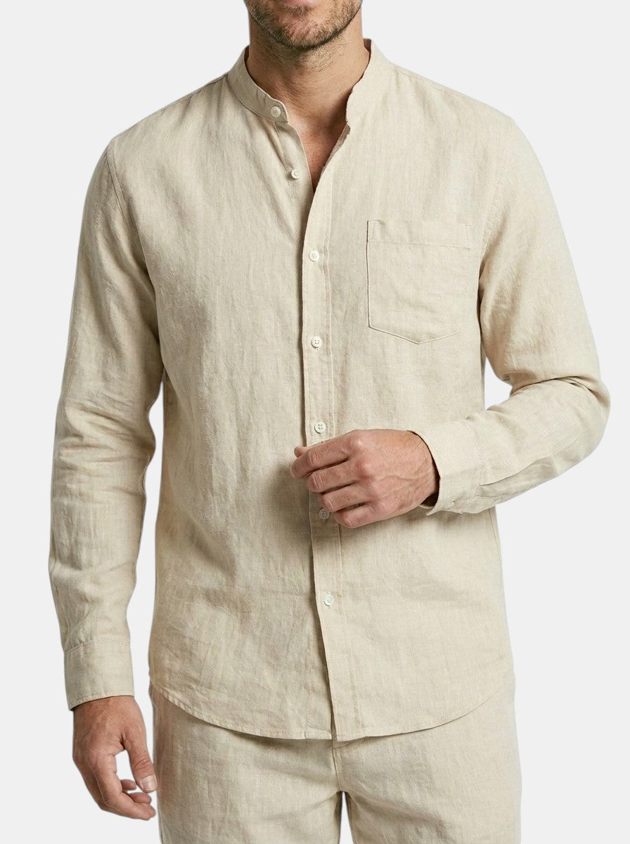 Men's Lightweight Cotton Summer Set | Relaxed Fit Long Sleeve Shirt & Shorts