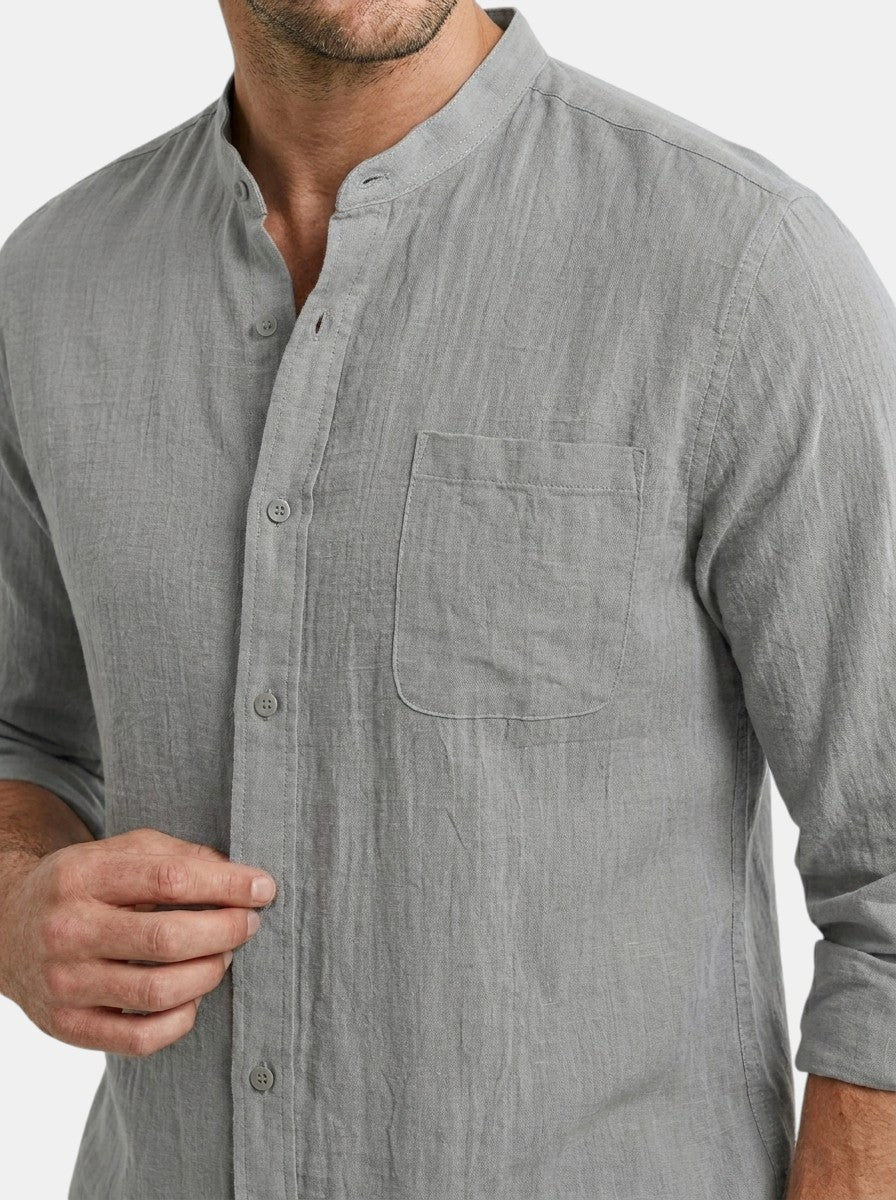 Men's Lightweight Cotton Summer Set | Relaxed Fit Long Sleeve Shirt & Shorts