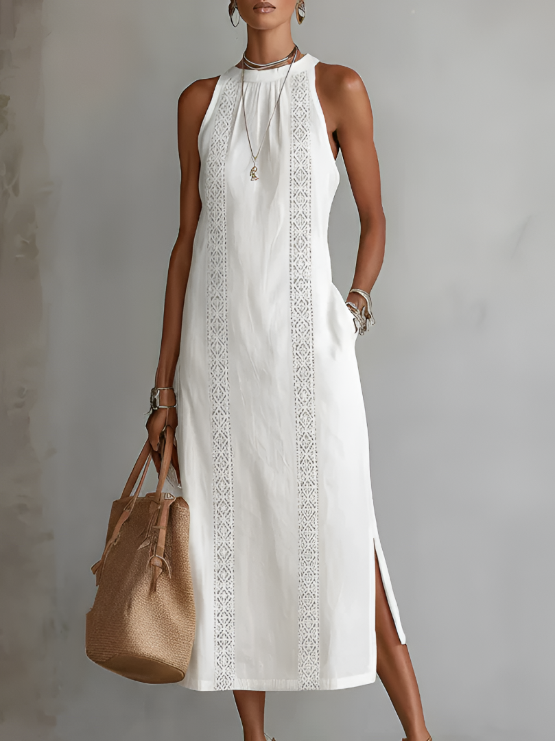 Women's Midi Dress Embroidered Sleeveless Floral Casual