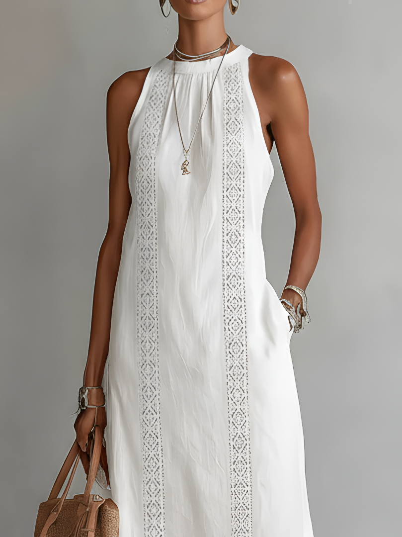 Women's Midi Dress Embroidered Sleeveless Floral Casual
