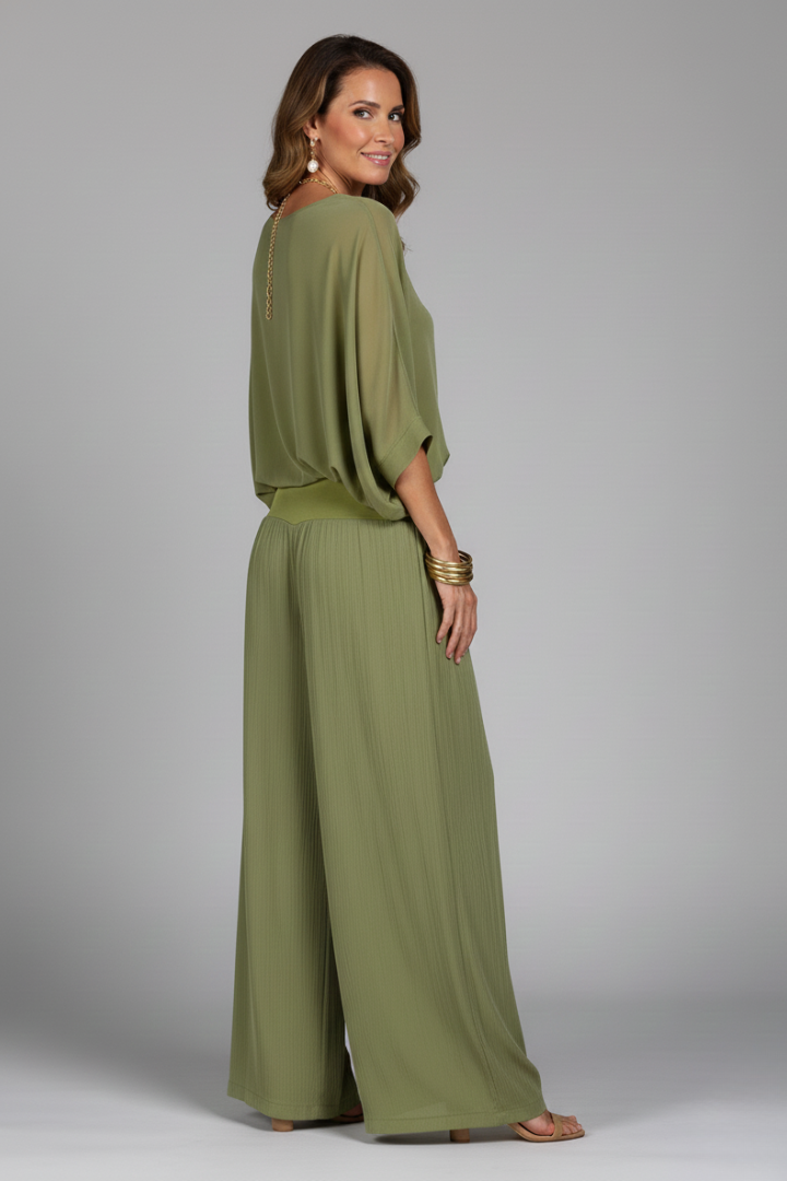 Women's V-Neck Wide Leg Set – Casual Outfit