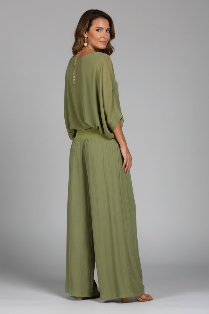 Women's V-Neck Wide Leg Set – Casual Outfit
