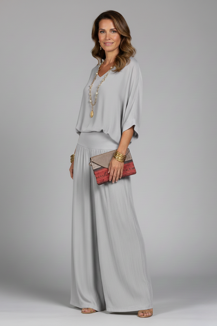 Women's V-Neck Wide Leg Set – Casual Outfit