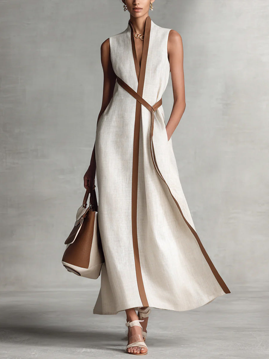 Women's Maxi Dress V Neck Sleeveless Wrap Style