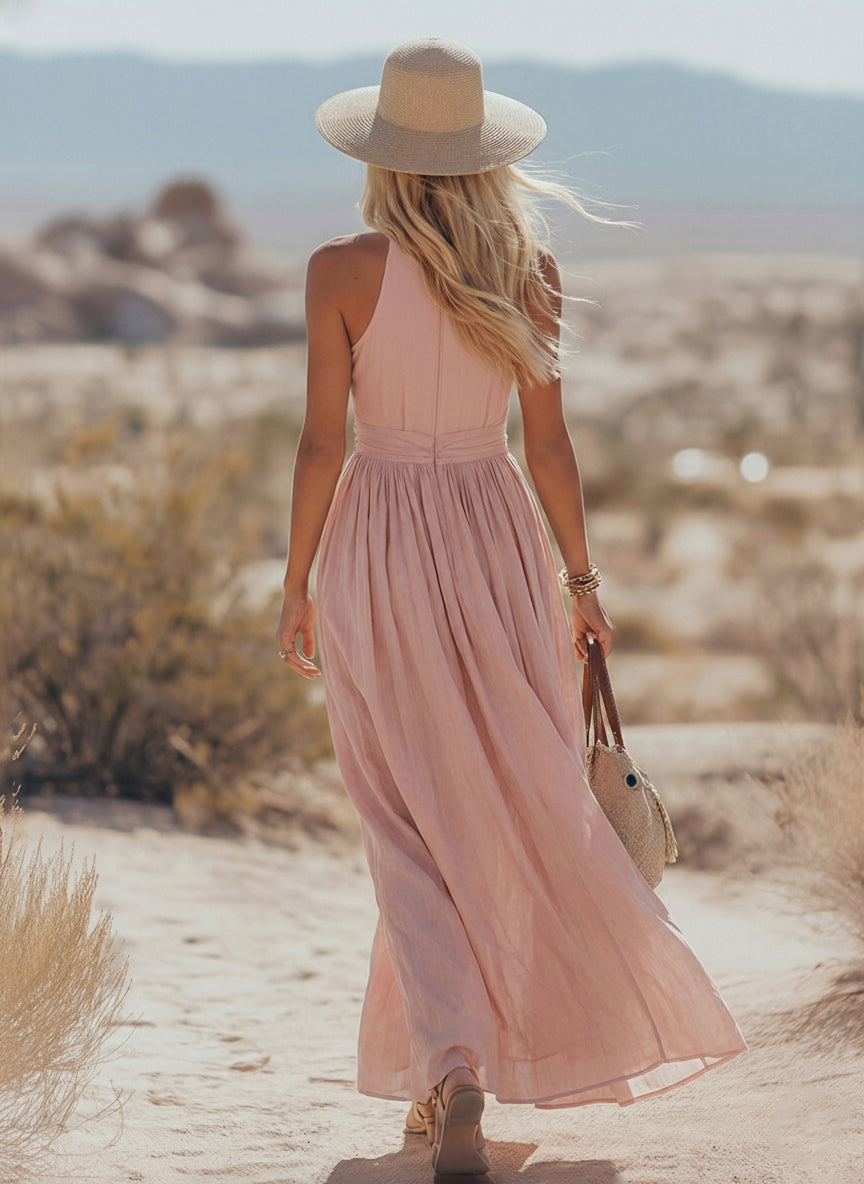 Women's Maxi Dress Halter Neck Long Length Casual