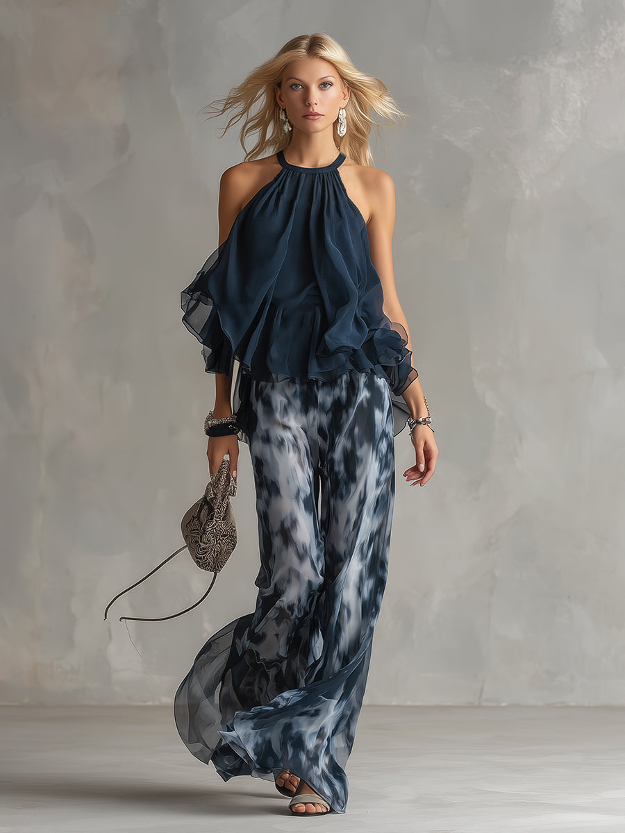 Women's Halter Two Piece Wide Leg Set