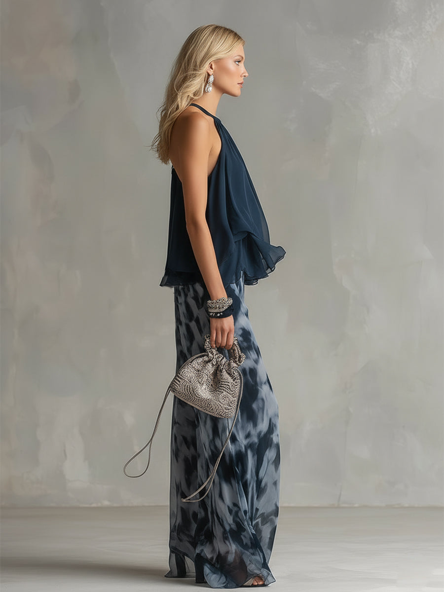 Women's Halter Two Piece Wide Leg Set