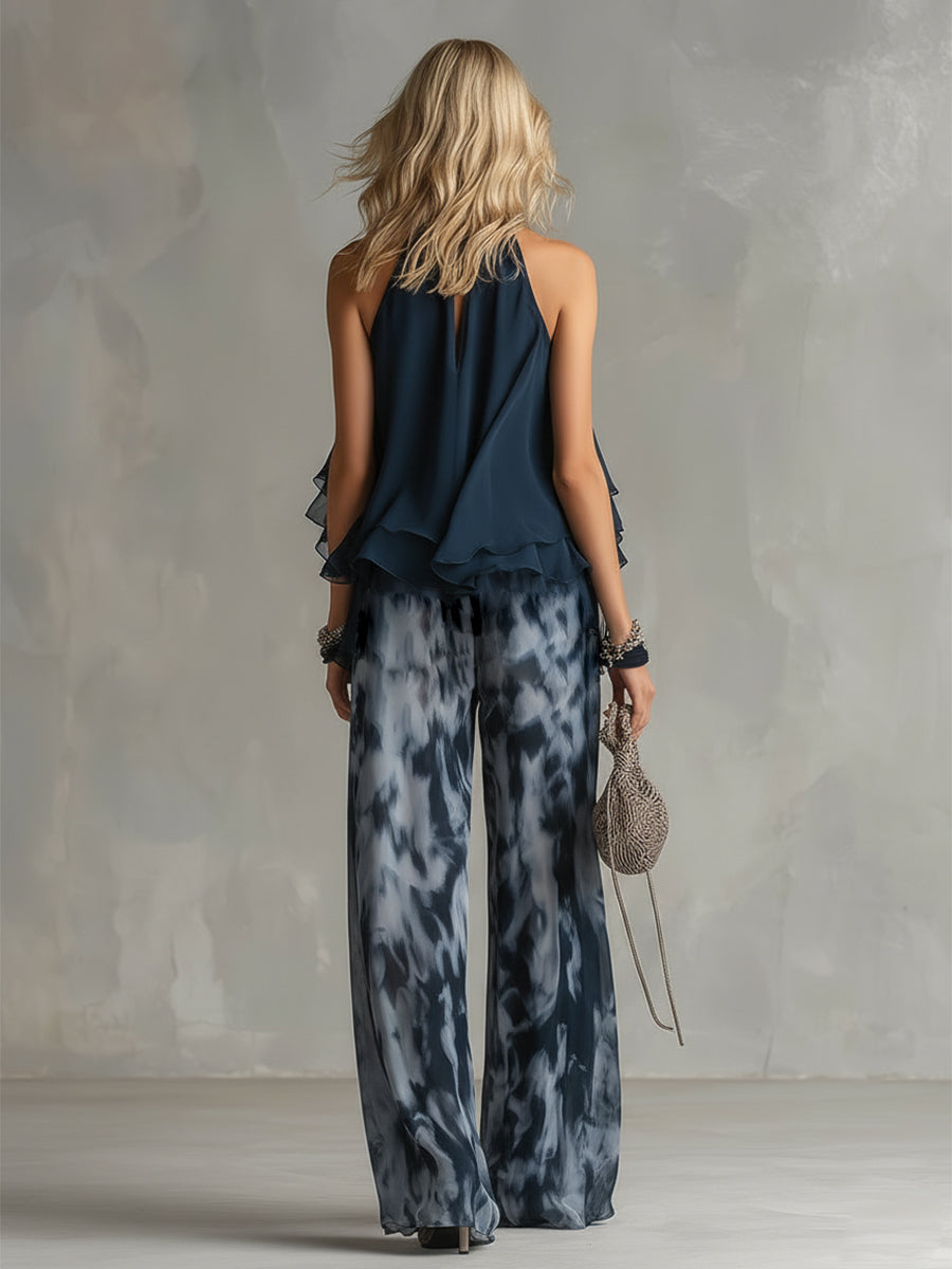 Women's Halter Two Piece Wide Leg Set